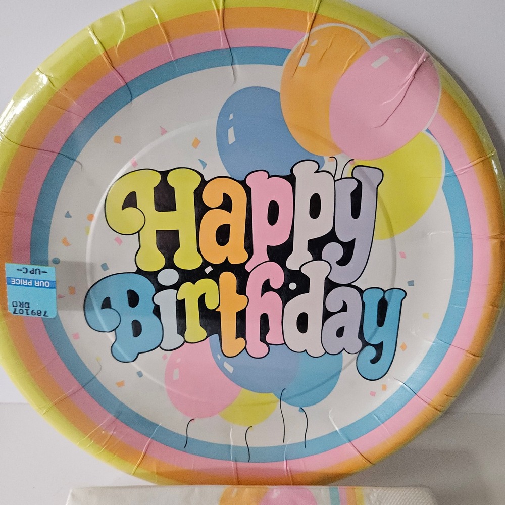 Vtg C A Reed Happy Birthday Plates and Napkins - NEW‎ SEALED - 9in - Picture 2 of 6